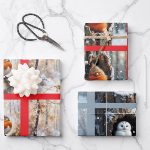Winter Birds Natural Wrapping Paper Sheets