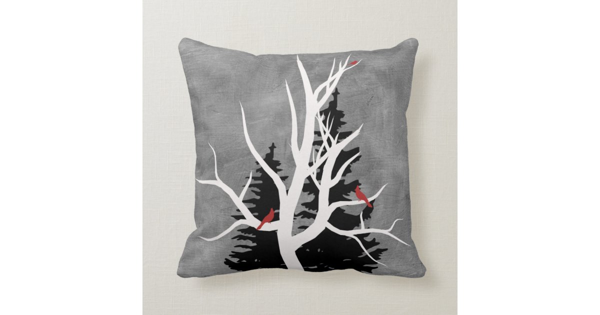 Winter Birds Silhouettes Throw Pillow Zazzle