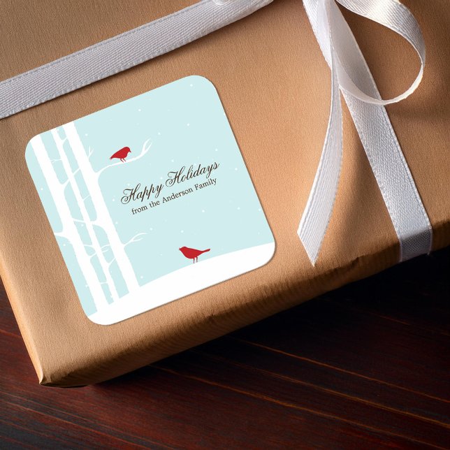 Winter Birds Square Sticker (Creator Uploaded)