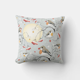 Winter Birds Throw Pillow