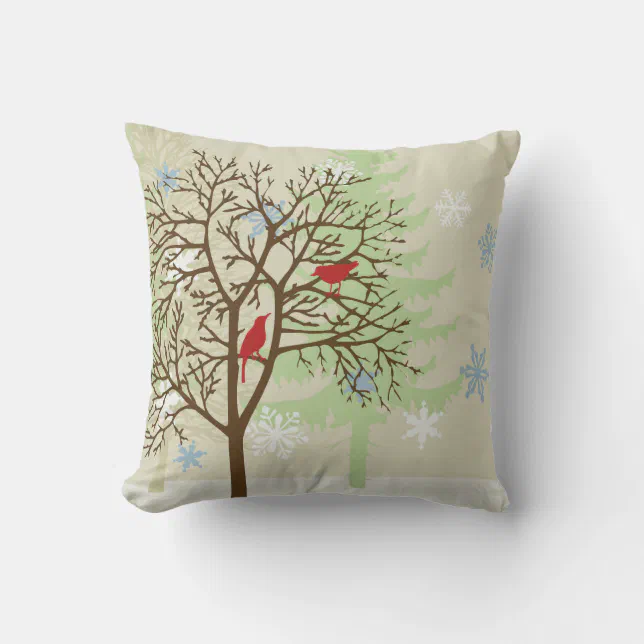 Winter Birds Throw Pillow Zazzle