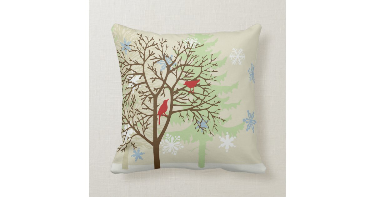 Winter Birds Throw Pillow Zazzle