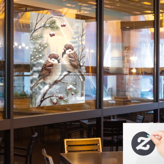 Winter Birds Window Cling (Restaurant Window)
