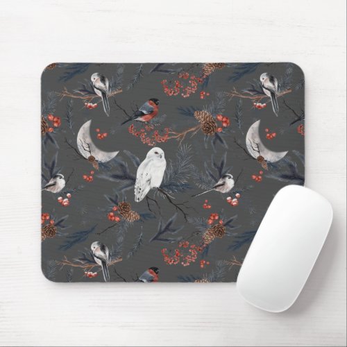 Winter Birds With Snowy Owl Mouse Pad
