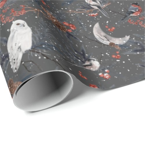 Winter Birds With Snowy Owl Wrapping Paper