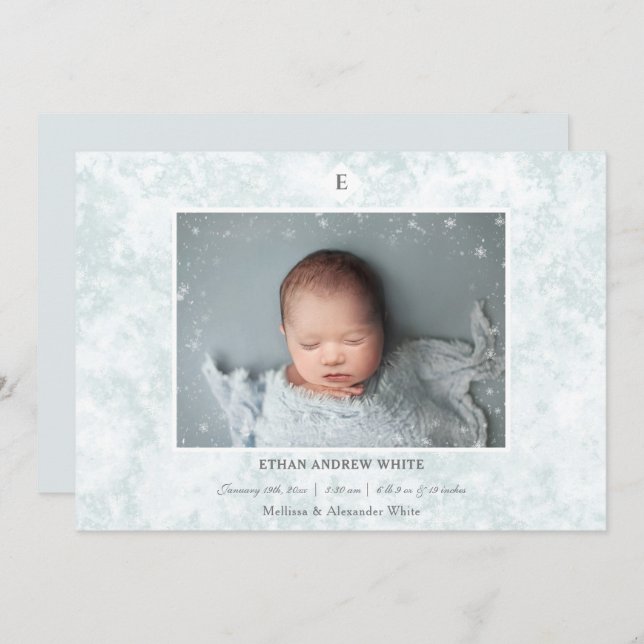 Winter Birth Announcement Baby Boy (Front/Back)