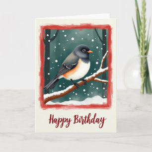 Winter Birthday Bird Card