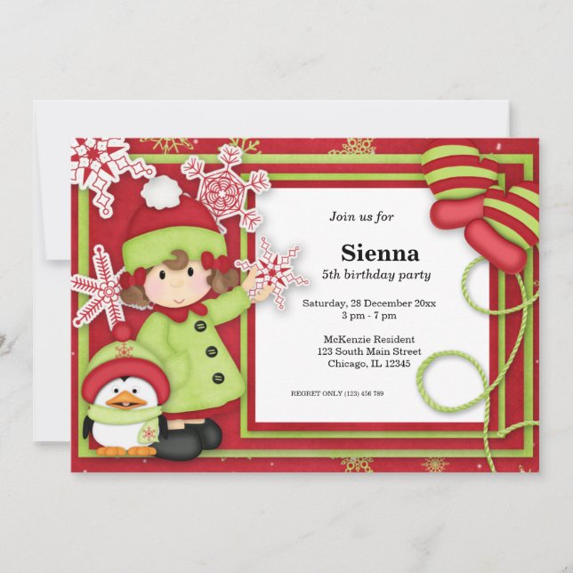 Winter Birthday Invitation (Front)