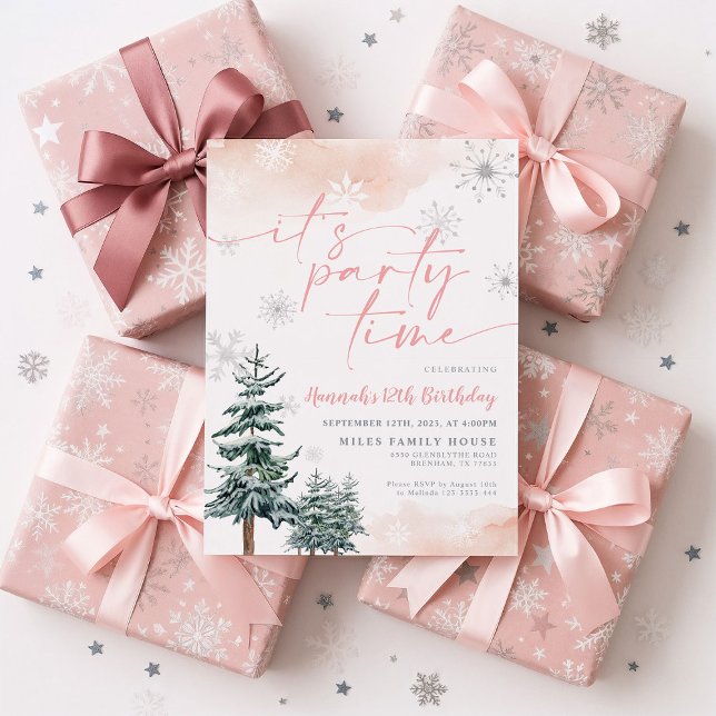 Winter Birthday Invitation, It's Party Time Invitation (Creator Uploaded)