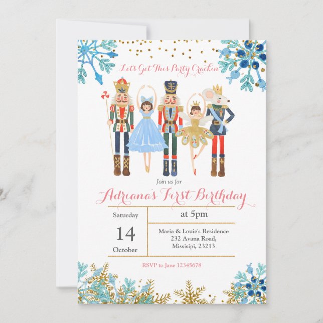 Winter Birthday Invitation Nutcracker (Front)