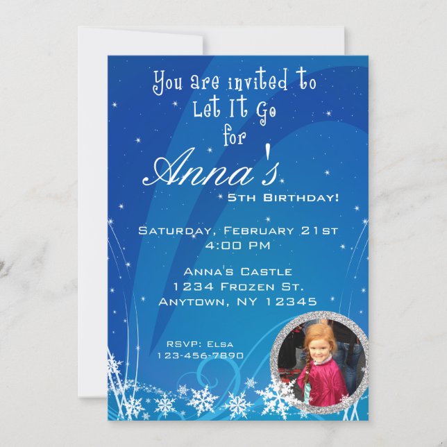 Winter Birthday Invitation with Picture (Front)