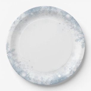 Winter Birthday Paper Plates Elegant Snowflakes