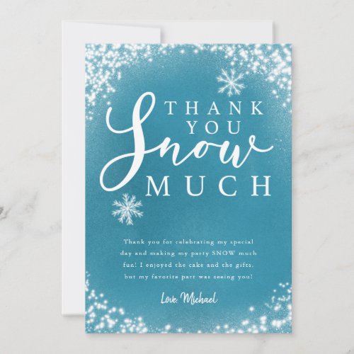 Winter Birthday Party Boy Thank You Snow Much Card