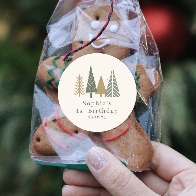 Winter Birthday Party Classic Round Sticker (Creator Uploaded)