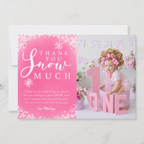 Winter Birthday Party Girls Photo Thank You Card