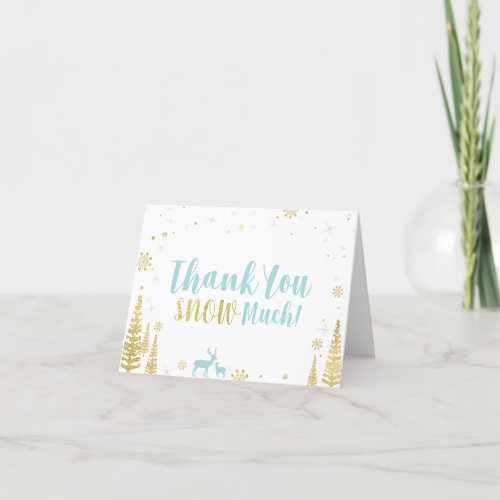 Winter Birthday Thank You Card _ Minty Blue  Gold