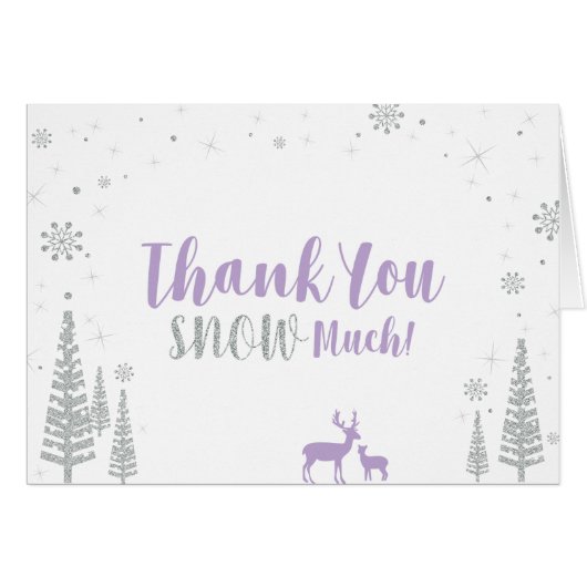 Winter Birthday Thank You Card - Purple & Silver (Front Horizontal)