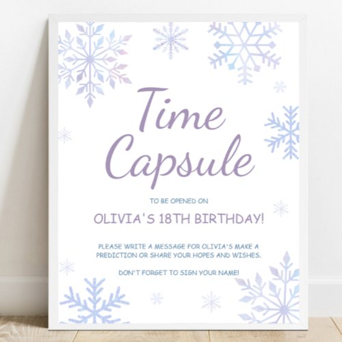Winter Birthday Time Capsule Sign