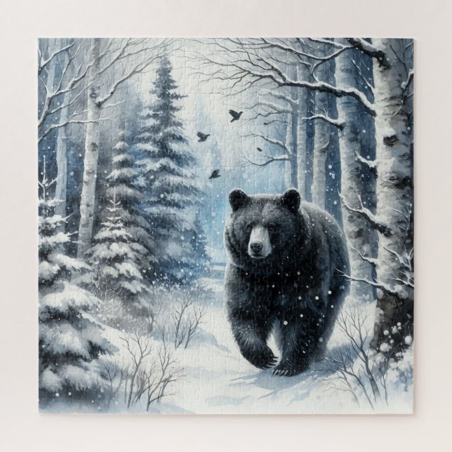 Winter Black Bear Puzzle (Vertical)