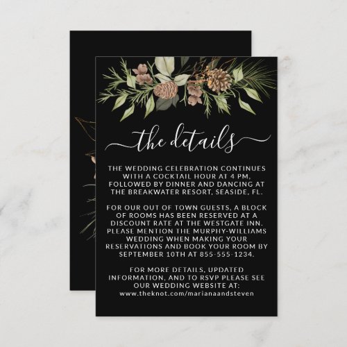 Winter Black Details RSVP Website Wedding Enclosure Card