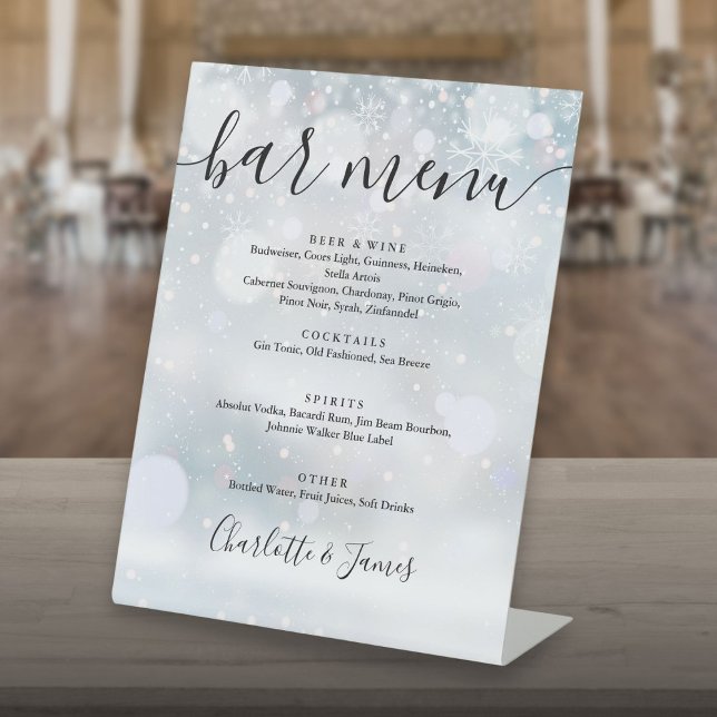 Winter Black Signature Script Bar Menu Pedestal Sign (Winter Black Signature Script Bar Menu Pedestal Sign)