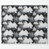 Winter Black White Mountain Deer Pine Watercolor Wrapping Paper (Flat)