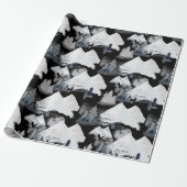 Winter Black White Mountain Deer Pine Watercolor Wrapping Paper (Unrolled)