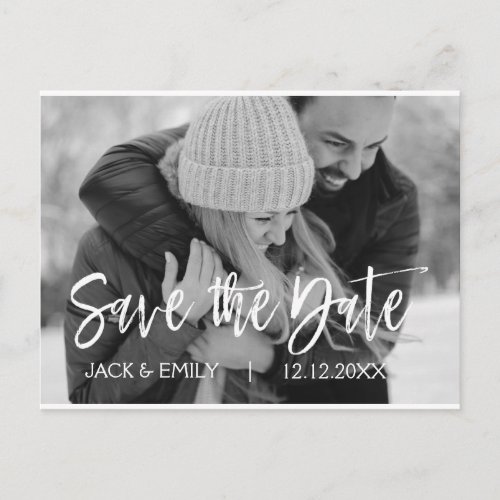 Winter Black White Photo Save the Date Card