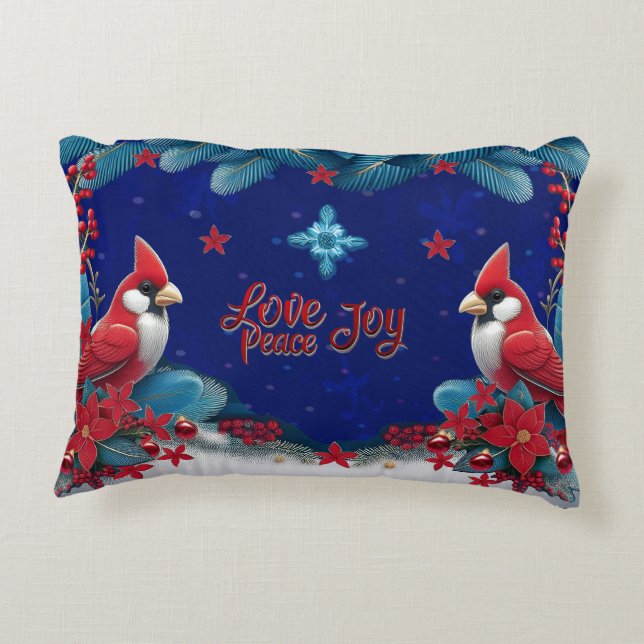 Winter Blessings: Cardinal & Cross Christmas  Accent Pillow (Back)