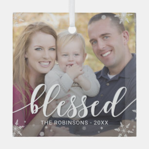 Winter Blessings Custom Photo Christmas Ornament