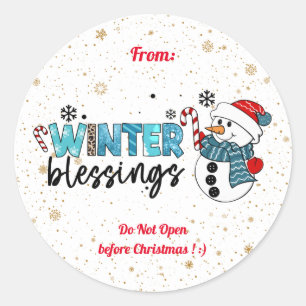 Winter Blessings Customize Classic Round Sticker