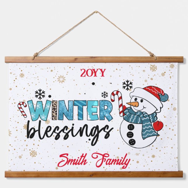 Winter Blessings Customize Hanging Tapestry (Front)
