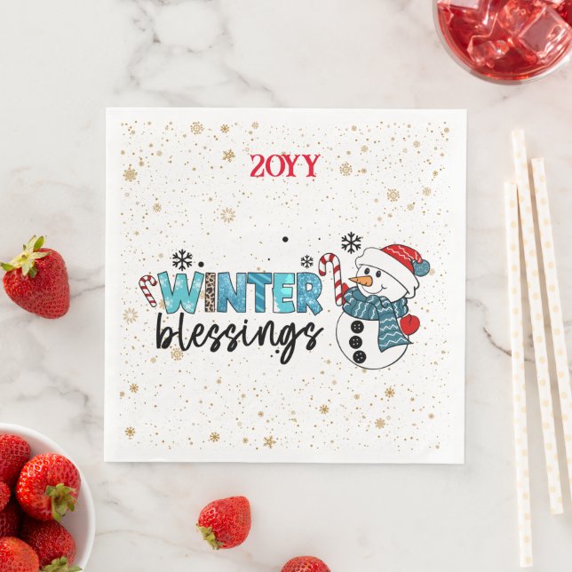 Winter Blessings Customize Paper Dinner Napkins (Insitu)