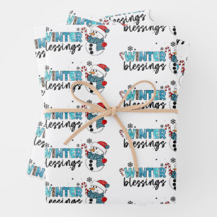 Winter Blessings Customize Wrapping Paper Sheets