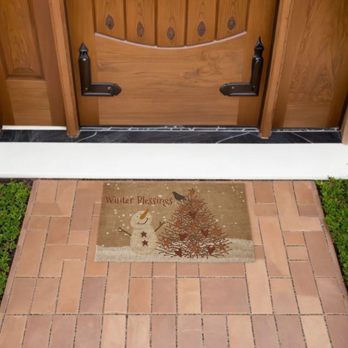 Winter Blessings  Fiber Doormat