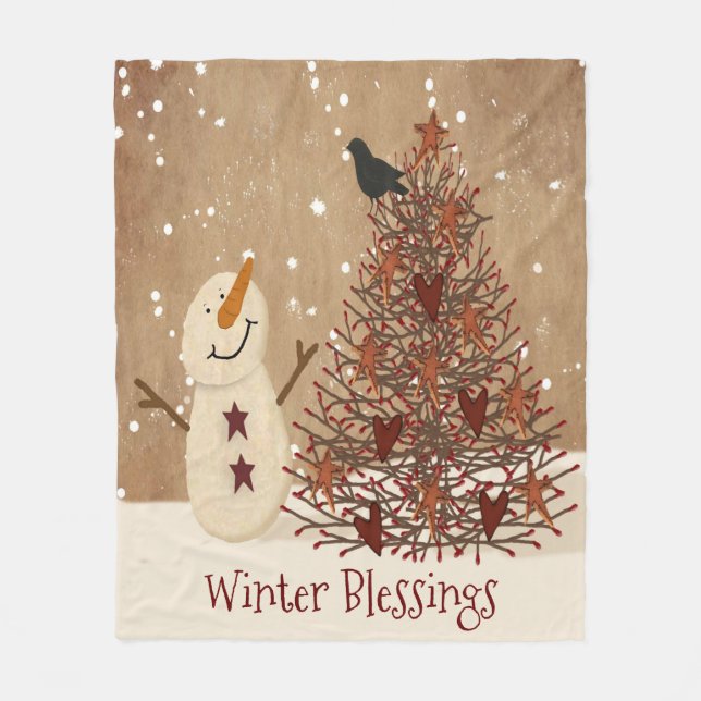 Winter Blessings Fleece Blanket (Front)