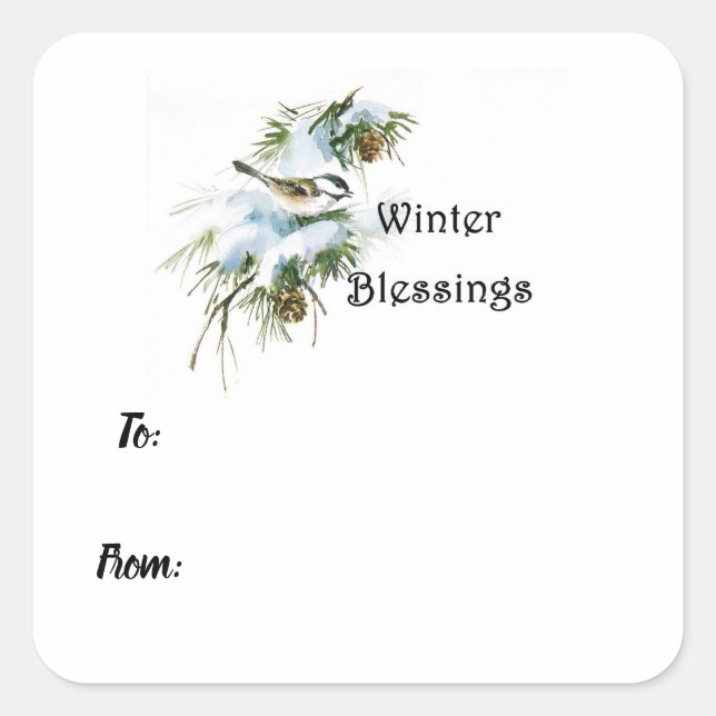 Winter Blessings Gift Sticker Label (Front)