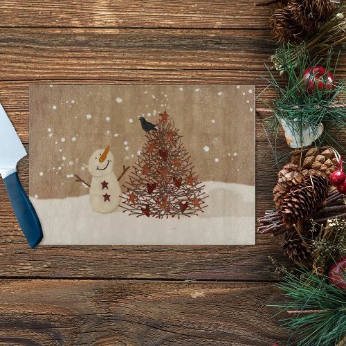 Winter Blessings Glass Cutting Board