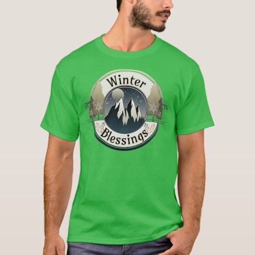 Winter Blessings Mountains and Light Badge TShirt