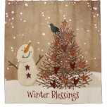 Winter Blessings Snowman Shower Curtain at Zazzle