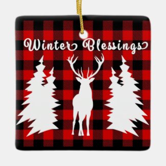 Winter Blessings Stag Christmas Ornament