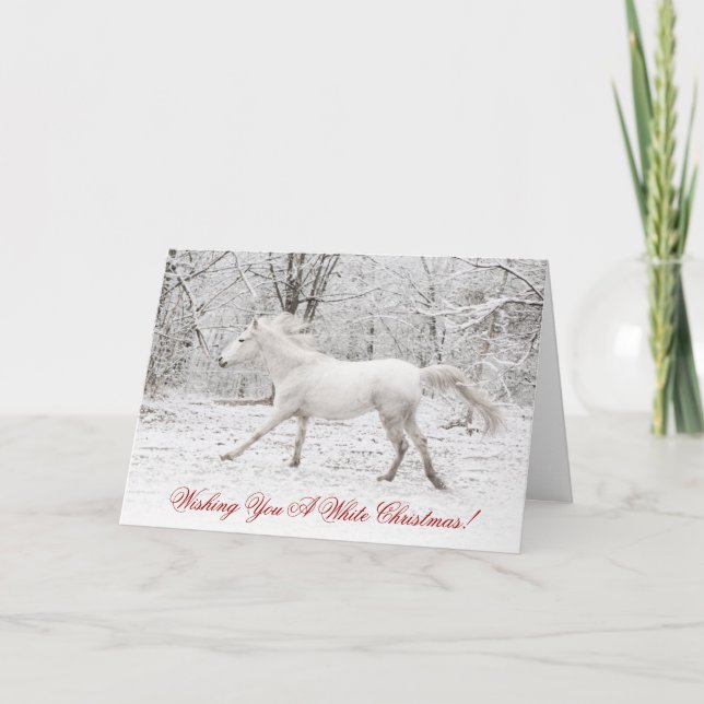 Winter Blizzard Horse Christmas Greeting Card (Front)