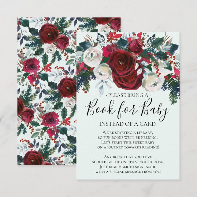 Winter Bloom Floral Baby Shower Book for Baby Invitation (Front/Back)