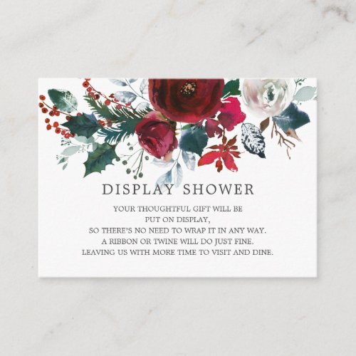 Winter Bloom Floral Bridal Shower Display Shower Enclosure Card