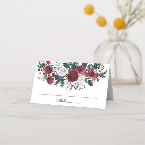 Winter Bloom Floral Bridal Shower Place Card
