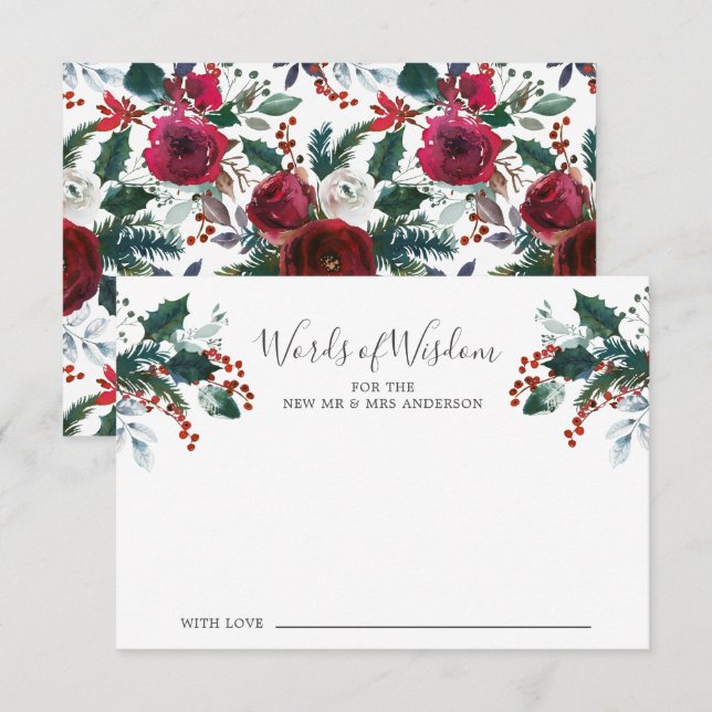 Winter Bloom Floral Bridal Words of Wisdom Card (Front/Back)