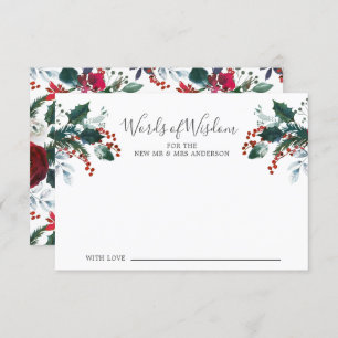 Winter Bloom Floral Bridal Words of Wisdom Card