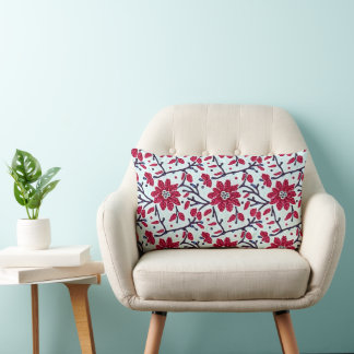 Winter Bloom Red Flowers Throw Pillow