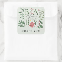Winter Blooms Botanical Baby Shower Thank You
