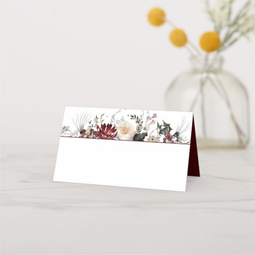 Winter Blooms _ Burgundy _ Wedding  Place Card